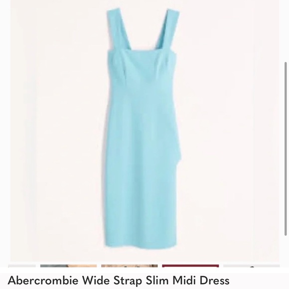 Abercrombie & Fitch Wide strap slim midi blue dress - Picture 3 of 9
